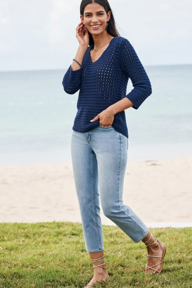 Sale Soft Surroundings Ultimate Denim Slim Leg Crop Jeans