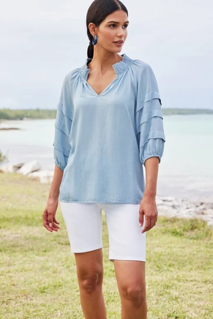 Best Soft Surroundings Ultimate Denim Slim Leg Shorts TidalBlueWash