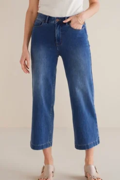 New Soft Surroundings Ultimate Denim Wide Leg Crop Jeans MirrorLakeWash