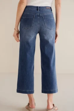 New Soft Surroundings Ultimate Denim Wide Leg Crop Jeans MirrorLakeWash