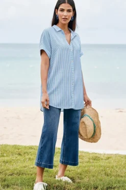 New Soft Surroundings Ultimate Denim Wide Leg Crop Jeans MirrorLakeWash