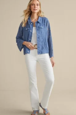 Sale Soft Surroundings Varese Linen Blend Jacket ColonyBlue
