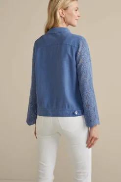Sale Soft Surroundings Varese Linen Blend Jacket ColonyBlue