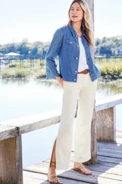 Sale Soft Surroundings Varese Linen Blend Jacket ColonyBlue