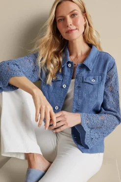 Sale Soft Surroundings Varese Linen Blend Jacket ColonyBlue