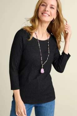 New Soft Surroundings Veda Rib Top WashedBlack