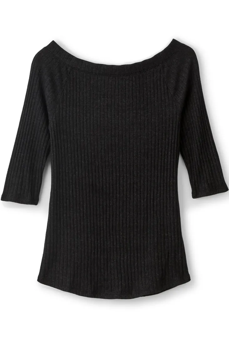 New Soft Surroundings Veda Rib Top WashedBlack