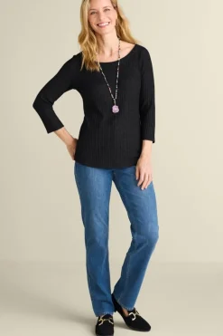 New Soft Surroundings Veda Rib Top WashedBlack