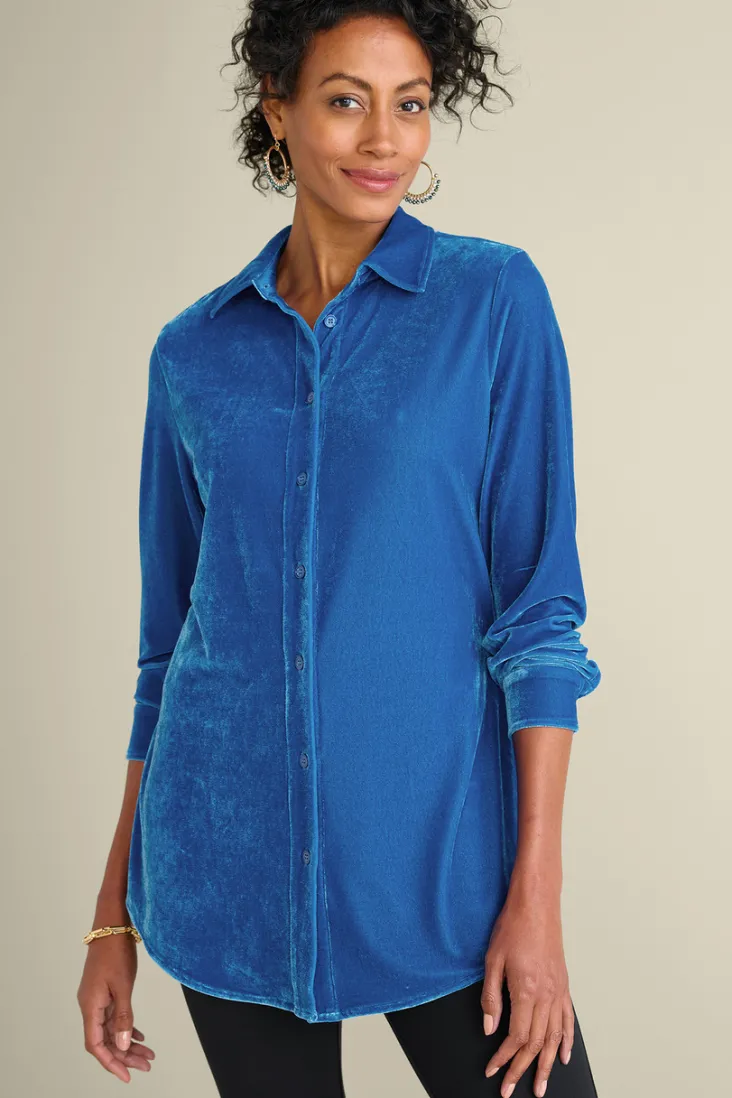 Hot Soft Surroundings Velvet Boyfriend Tunic Shirt