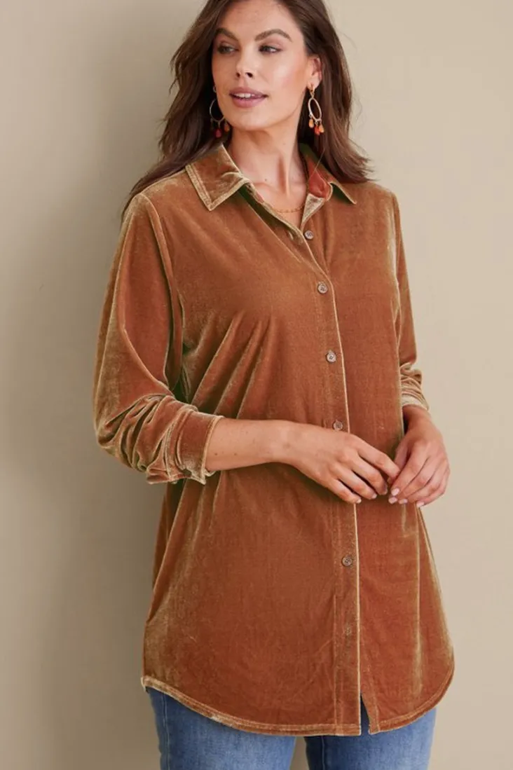 Hot Soft Surroundings Velvet Boyfriend Tunic Shirt
