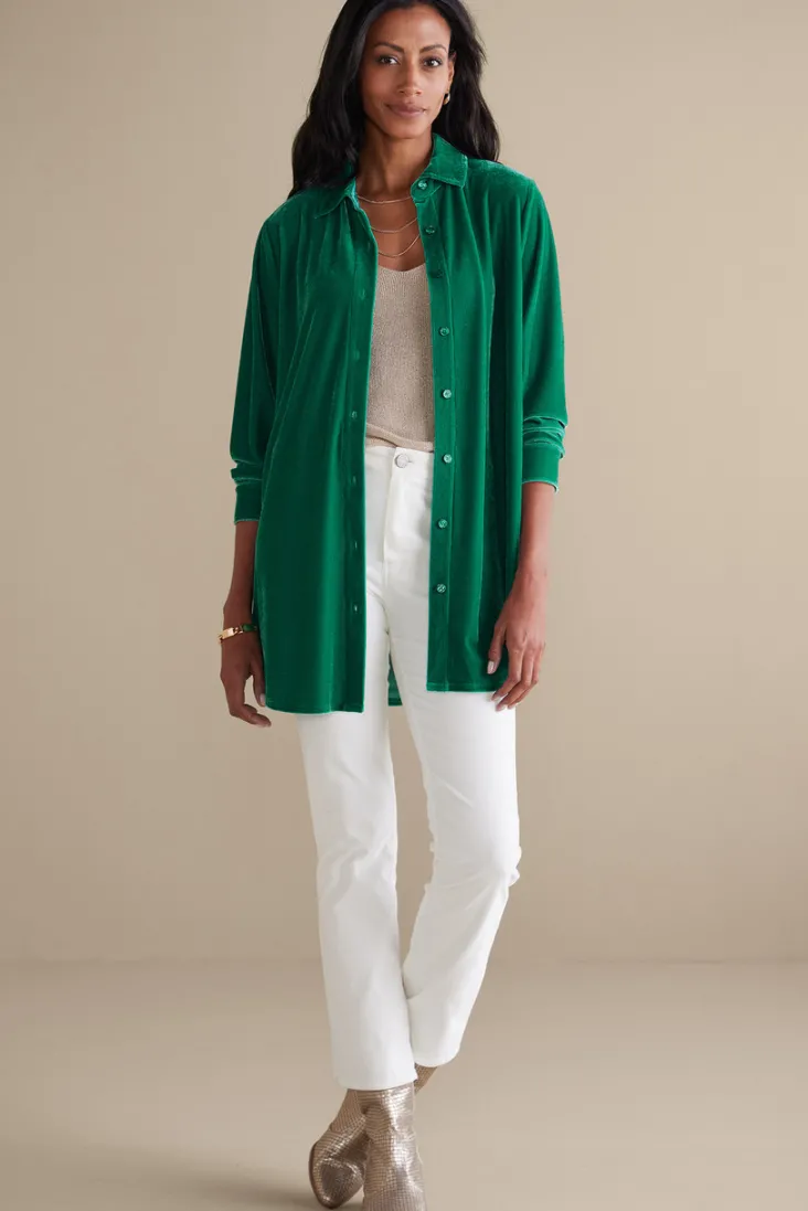 Hot Soft Surroundings Velvet Boyfriend Tunic Shirt
