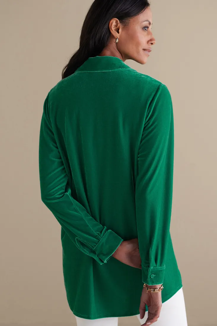 Hot Soft Surroundings Velvet Boyfriend Tunic Shirt