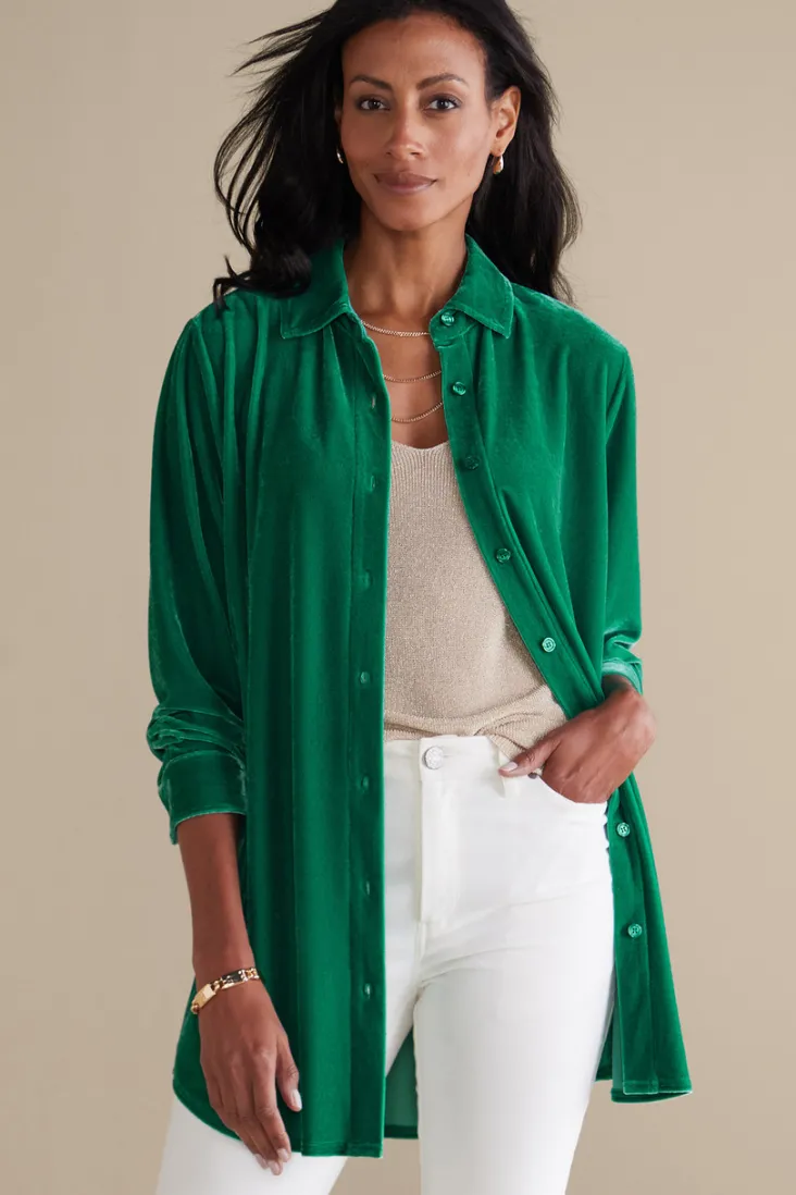 Hot Soft Surroundings Velvet Boyfriend Tunic Shirt