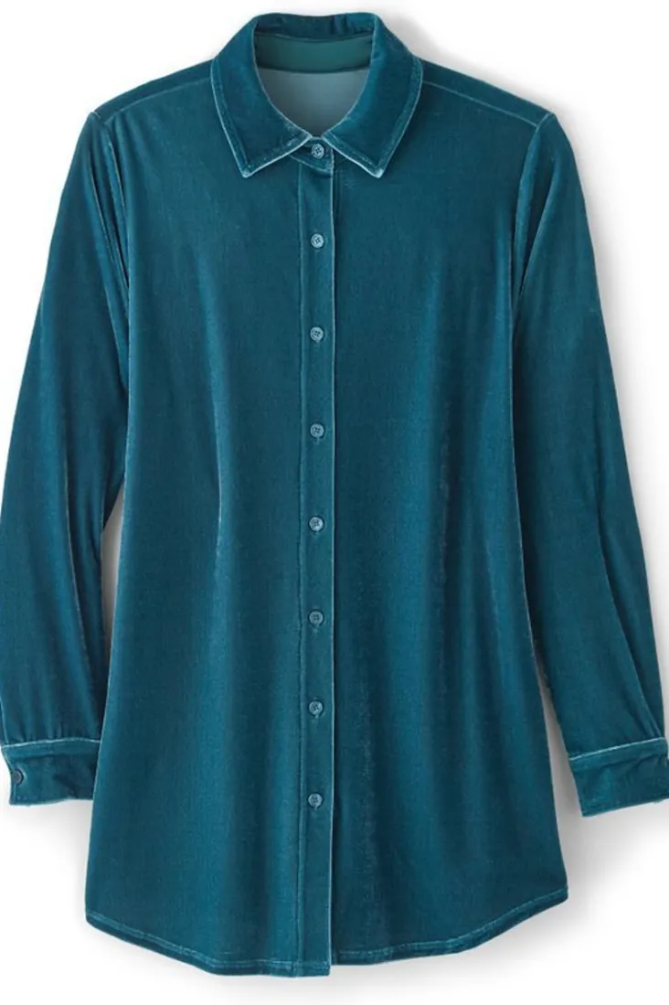 Hot Soft Surroundings Velvet Boyfriend Tunic Shirt
