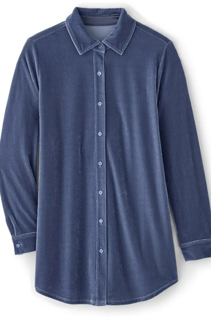 Hot Soft Surroundings Velvet Boyfriend Tunic Shirt