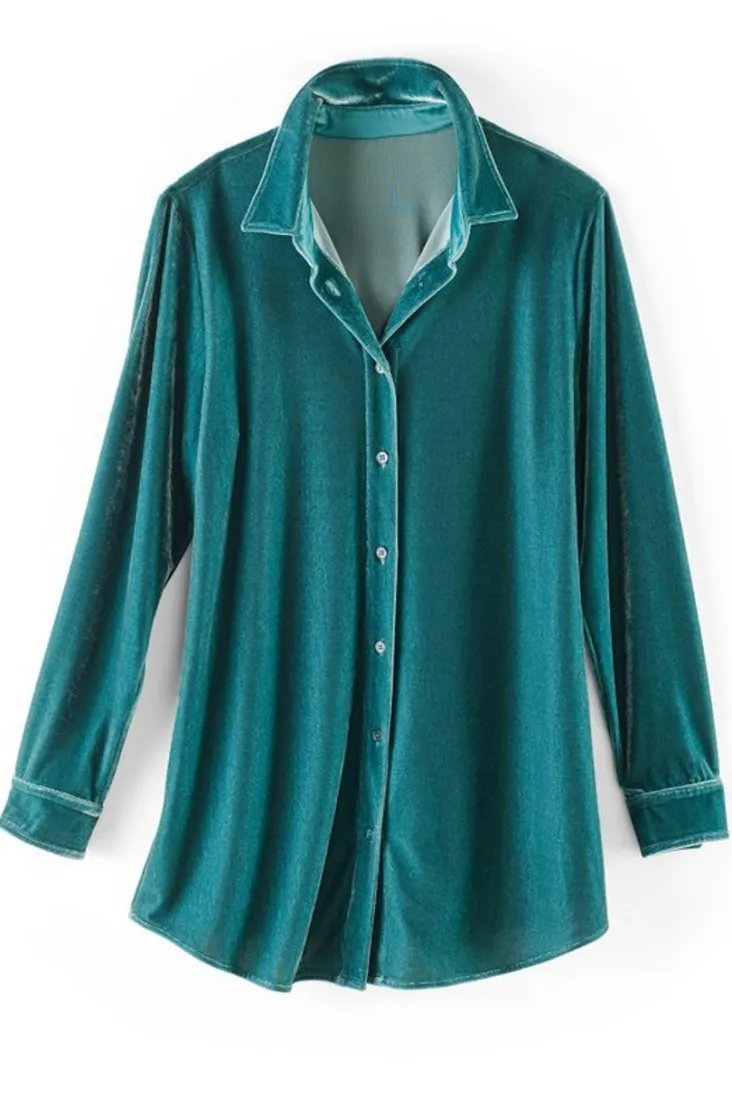 Hot Soft Surroundings Velvet Boyfriend Tunic Shirt