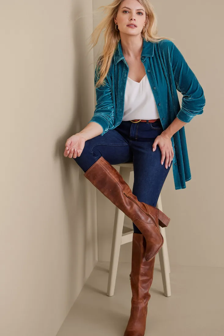 Hot Soft Surroundings Velvet Boyfriend Tunic Shirt