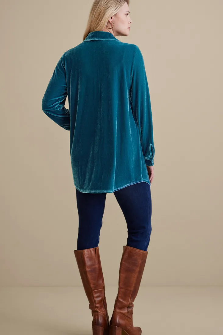 Hot Soft Surroundings Velvet Boyfriend Tunic Shirt