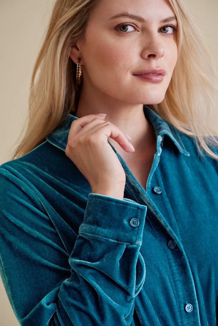 Hot Soft Surroundings Velvet Boyfriend Tunic Shirt