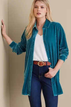 Hot Soft Surroundings Velvet Boyfriend Tunic Shirt