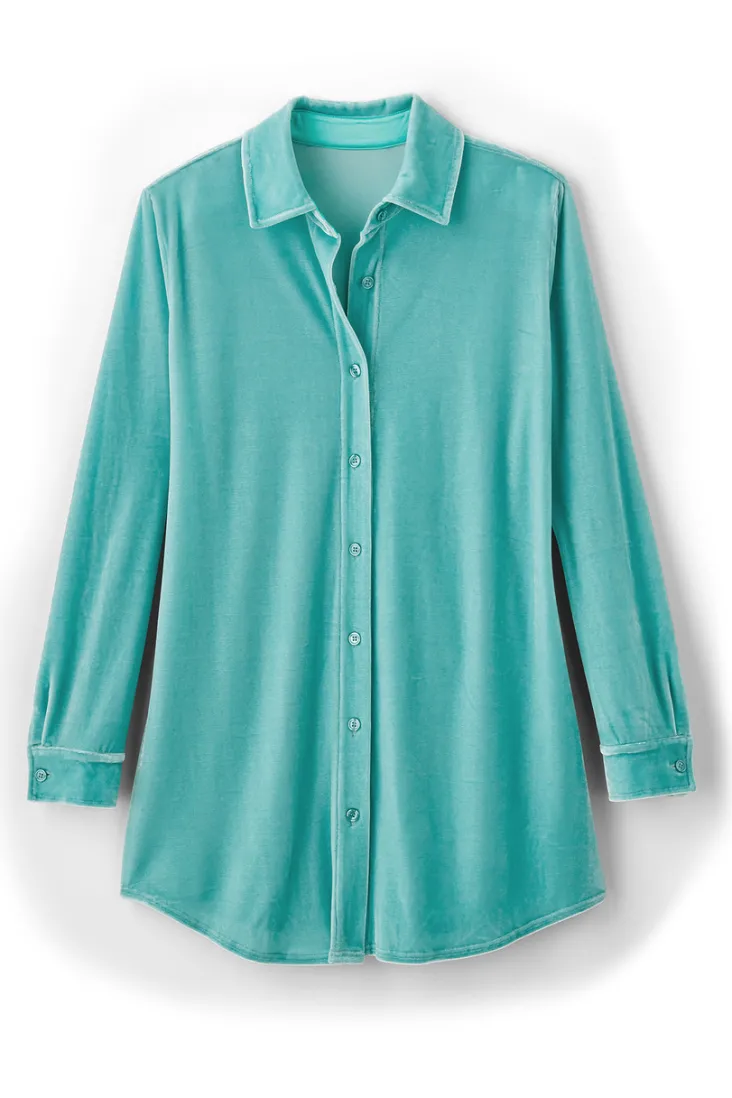 Hot Soft Surroundings Velvet Boyfriend Tunic Shirt