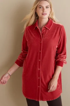 Hot Soft Surroundings Velvet Boyfriend Tunic Shirt