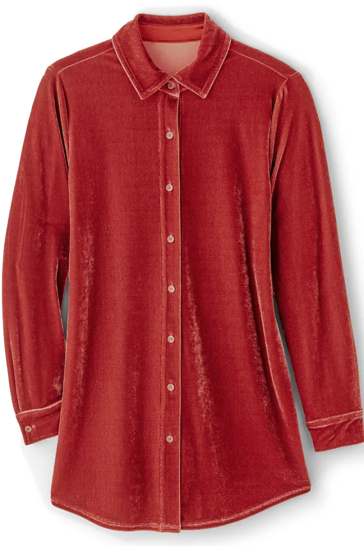 Hot Soft Surroundings Velvet Boyfriend Tunic Shirt