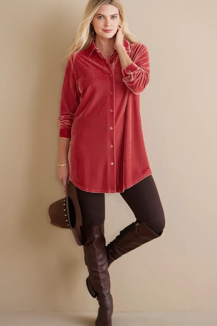 Hot Soft Surroundings Velvet Boyfriend Tunic Shirt