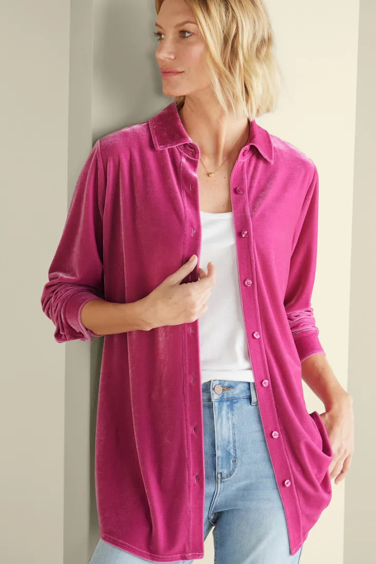 Hot Soft Surroundings Velvet Boyfriend Tunic Shirt