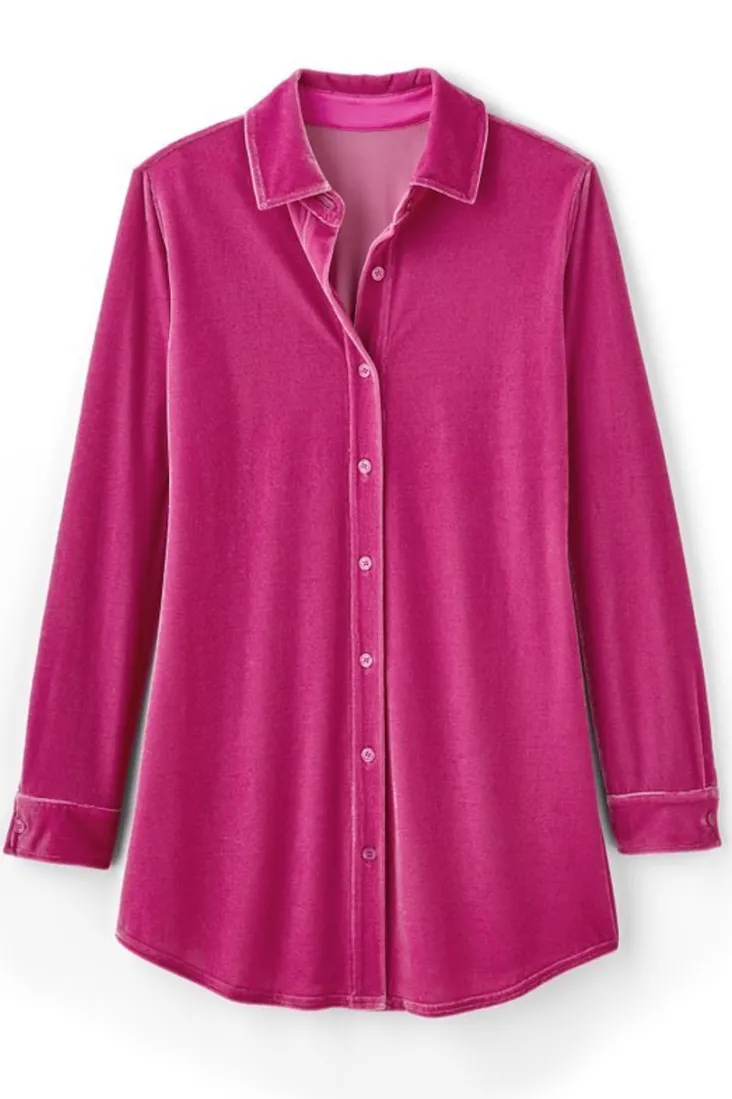 Hot Soft Surroundings Velvet Boyfriend Tunic Shirt