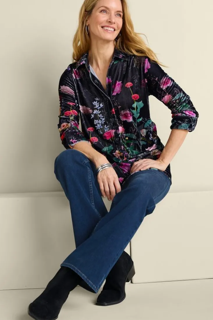 Hot Soft Surroundings Velvet Boyfriend Tunic Shirt