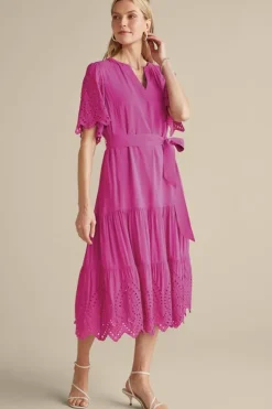 Discount Soft Surroundings Verena Eyelet Midi Dress DeepOrchid