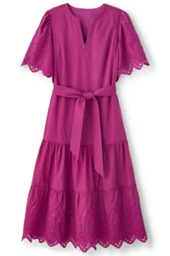 Discount Soft Surroundings Verena Eyelet Midi Dress DeepOrchid