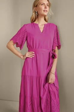 Discount Soft Surroundings Verena Eyelet Midi Dress DeepOrchid