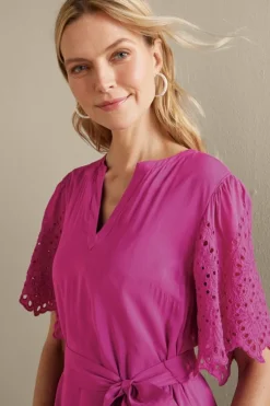 Discount Soft Surroundings Verena Eyelet Midi Dress DeepOrchid