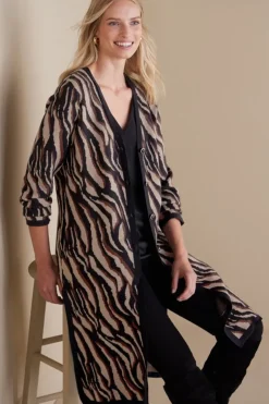 New Soft Surroundings Veronica Jacquard Cardigan NeutralAnimal