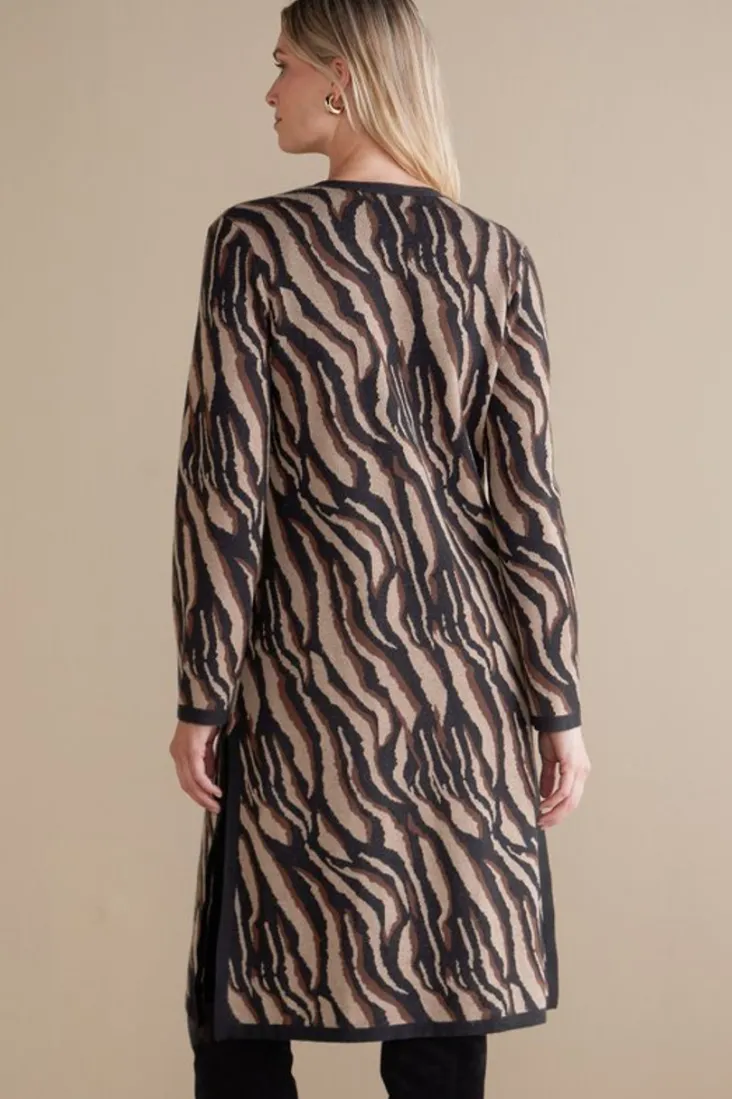 New Soft Surroundings Veronica Jacquard Cardigan NeutralAnimal