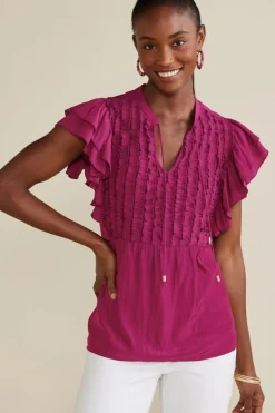 Discount Soft Surroundings Victoria Ruffle Tunic Sangria