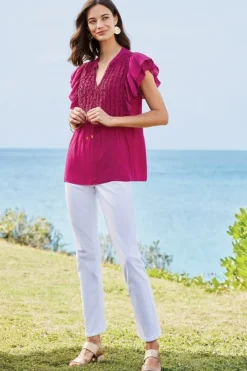 Discount Soft Surroundings Victoria Ruffle Tunic Sangria