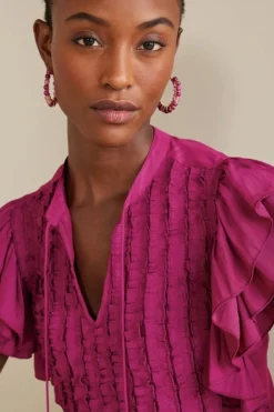 Discount Soft Surroundings Victoria Ruffle Tunic Sangria