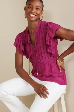 Discount Soft Surroundings Victoria Ruffle Tunic Sangria