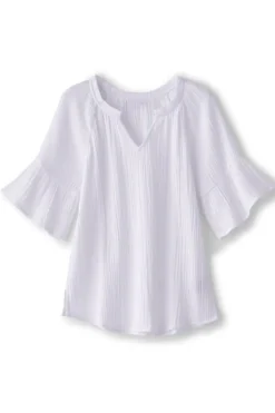 New Soft Surroundings Vinka Gauze Pullover SunkistCoral