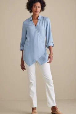 Sale Soft Surroundings Washed Tencel™ Tunic LightWashDenim