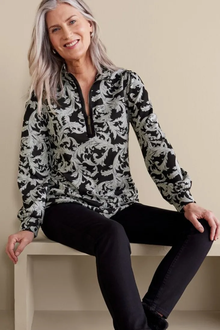 New Soft Surroundings Winona Pullover NeutralScroll