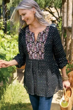 Discount Soft Surroundings Wynn Shimmer Tunic Black