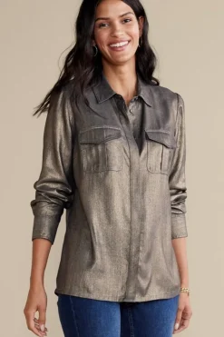 Soft Surroundings Zafina Shirt MetallicGoldLuster