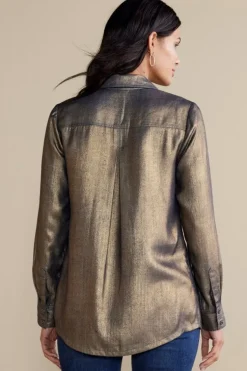 Soft Surroundings Zafina Shirt MetallicGoldLuster