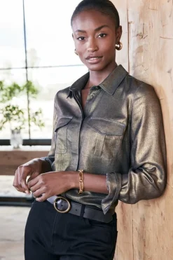 Soft Surroundings Zafina Shirt MetallicGoldLuster