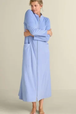 Best Soft Surroundings Zinfandel Zip Up Robe PorcelainBlue