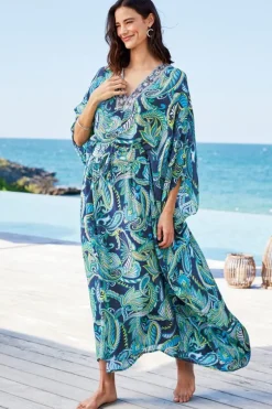 Discount Soft Surroundings Zorica Caftan CoastalPaisleyBlue